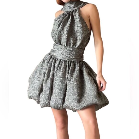 Jonathan Simkai Mini Green Dress Ruffle Size 2 - Picture 3 of 13